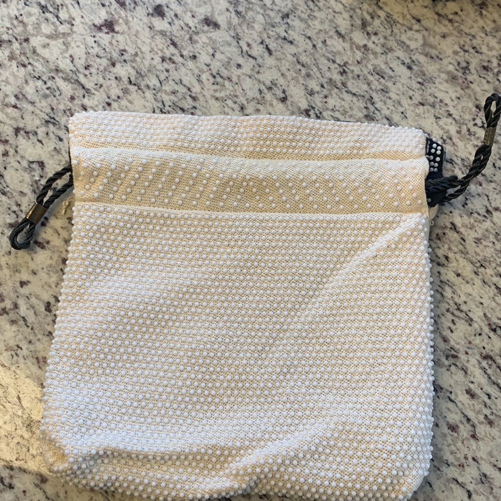 Vintage Drawstring Reversible Plastic Beaded Bag - image 3